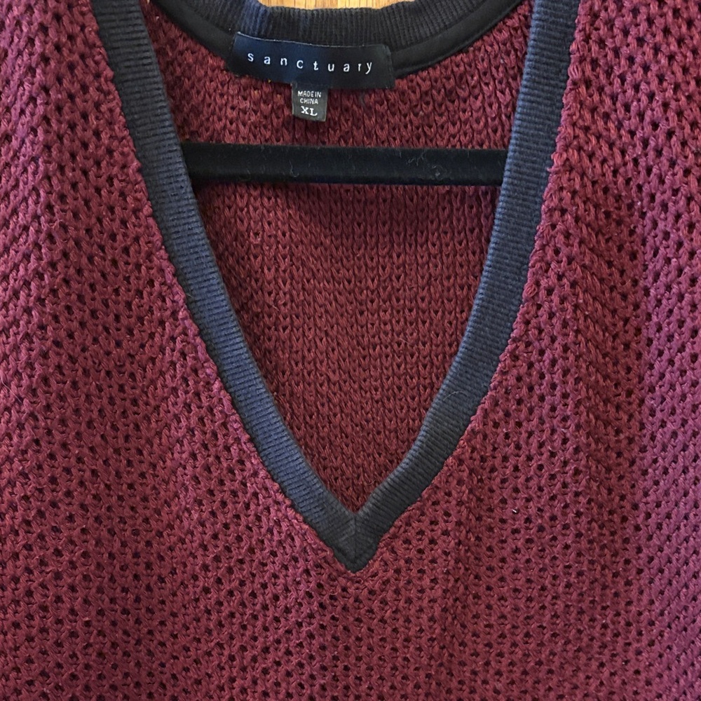 Sanctuary Burgundy V-Neck Sweater - Picture 3 of 10